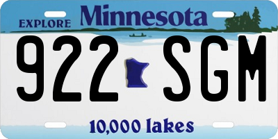 MN license plate 922SGM