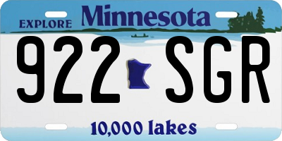 MN license plate 922SGR