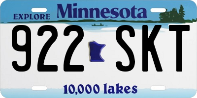 MN license plate 922SKT