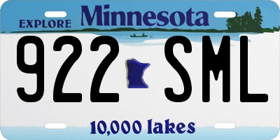 MN license plate 922SML