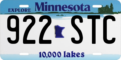 MN license plate 922STC