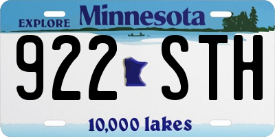 MN license plate 922STH