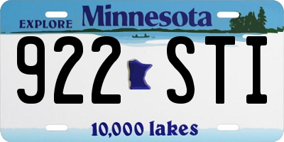 MN license plate 922STI