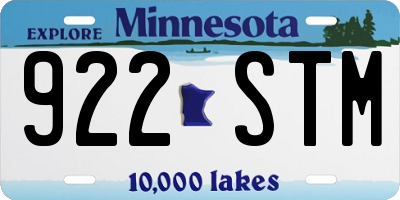 MN license plate 922STM