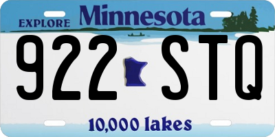 MN license plate 922STQ