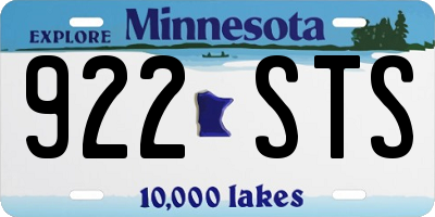 MN license plate 922STS