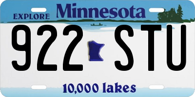 MN license plate 922STU