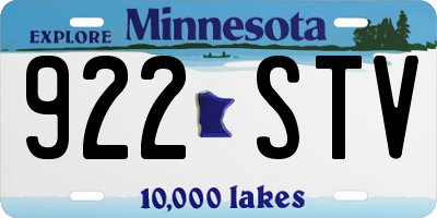 MN license plate 922STV