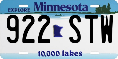 MN license plate 922STW