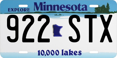 MN license plate 922STX
