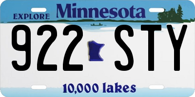 MN license plate 922STY