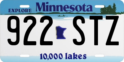 MN license plate 922STZ