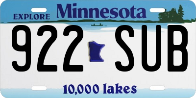 MN license plate 922SUB