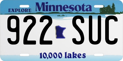 MN license plate 922SUC