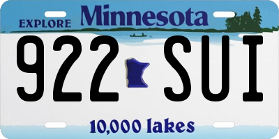 MN license plate 922SUI