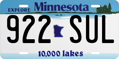 MN license plate 922SUL