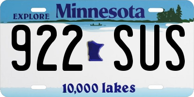 MN license plate 922SUS