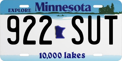 MN license plate 922SUT