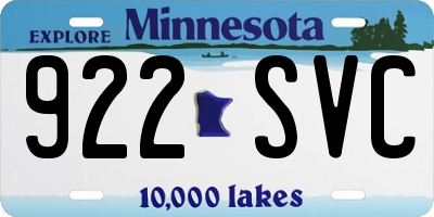 MN license plate 922SVC