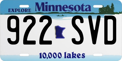 MN license plate 922SVD