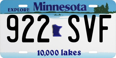 MN license plate 922SVF