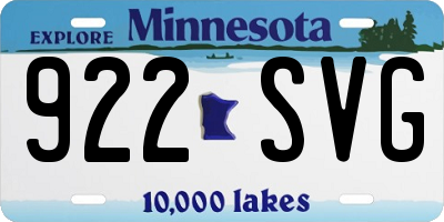 MN license plate 922SVG