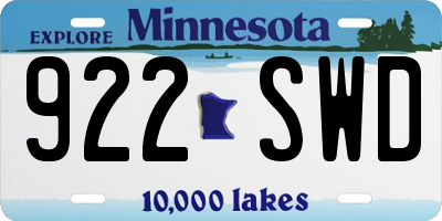 MN license plate 922SWD
