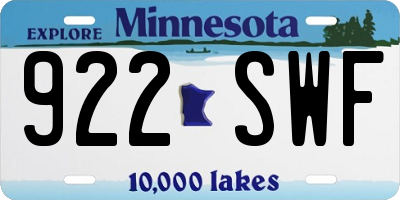 MN license plate 922SWF