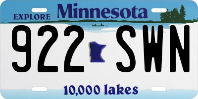 MN license plate 922SWN