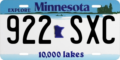 MN license plate 922SXC