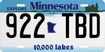 MN license plate 922TBD