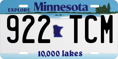 MN license plate 922TCM