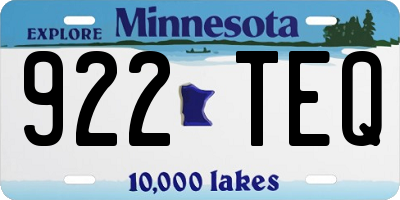 MN license plate 922TEQ