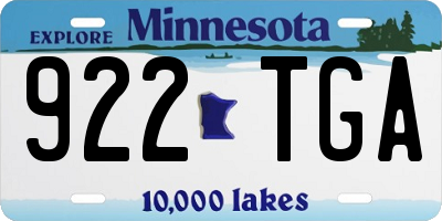 MN license plate 922TGA