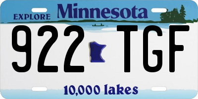 MN license plate 922TGF