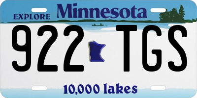 MN license plate 922TGS