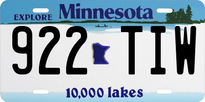 MN license plate 922TIW