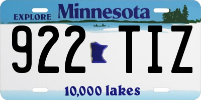 MN license plate 922TIZ
