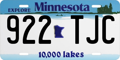 MN license plate 922TJC