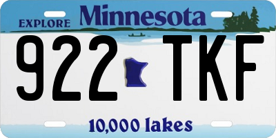 MN license plate 922TKF