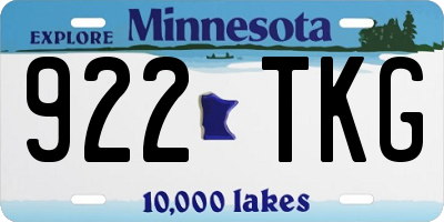 MN license plate 922TKG