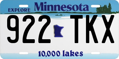 MN license plate 922TKX