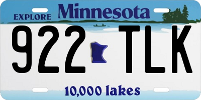MN license plate 922TLK