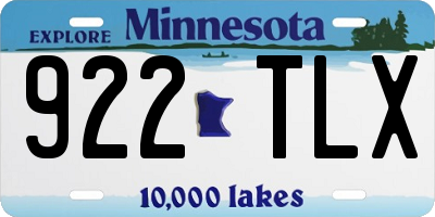 MN license plate 922TLX