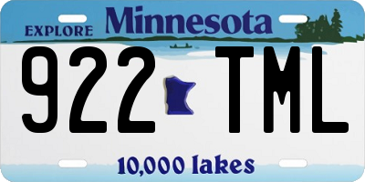 MN license plate 922TML