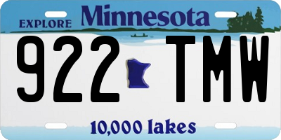 MN license plate 922TMW