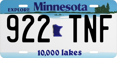 MN license plate 922TNF