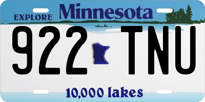 MN license plate 922TNU