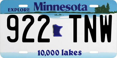 MN license plate 922TNW