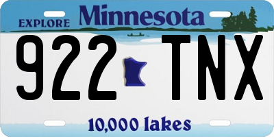 MN license plate 922TNX